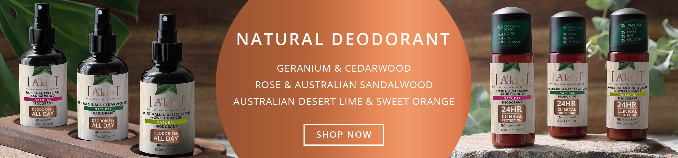 A'kin Natural Deodorant Range